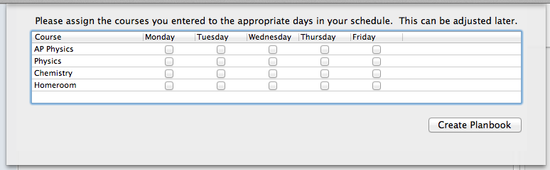 Assign your classes to the days you teach